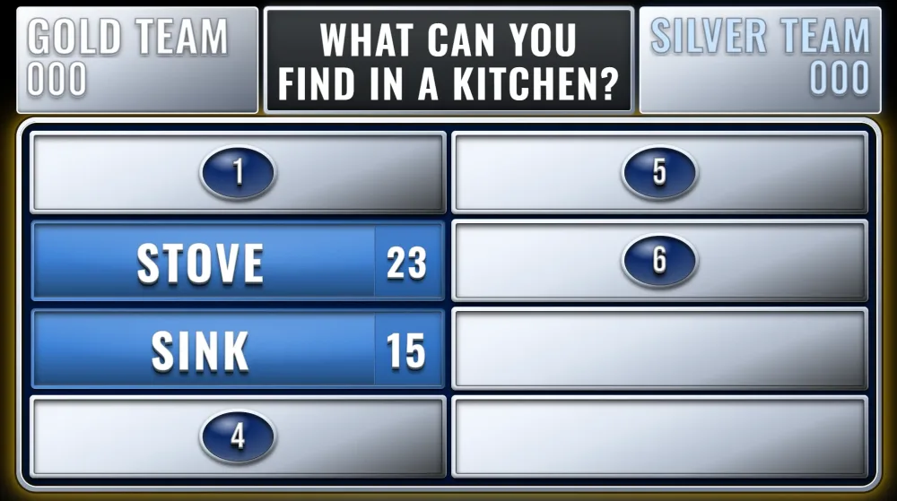 Family Feud style TV board